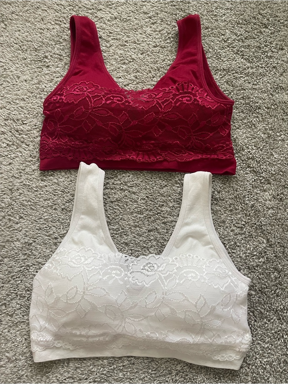 Lace-Front Wireless Bralette Duo - Fuchsia & White